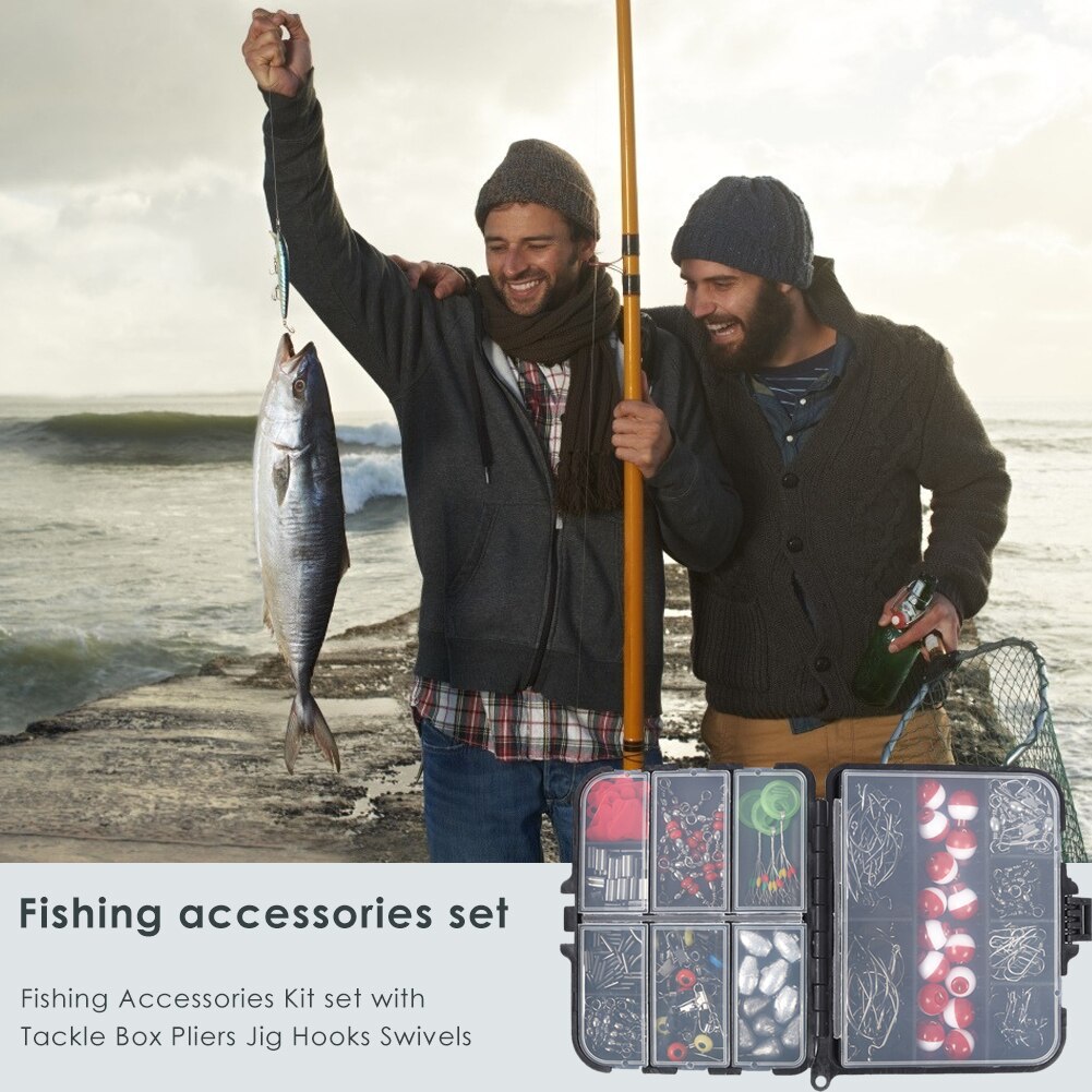 Treble Hook Jigs Swivels Fishing Kits Fishing Lure Lead Floating Tackle with Box for Outdoor Fishing Portable Accessories