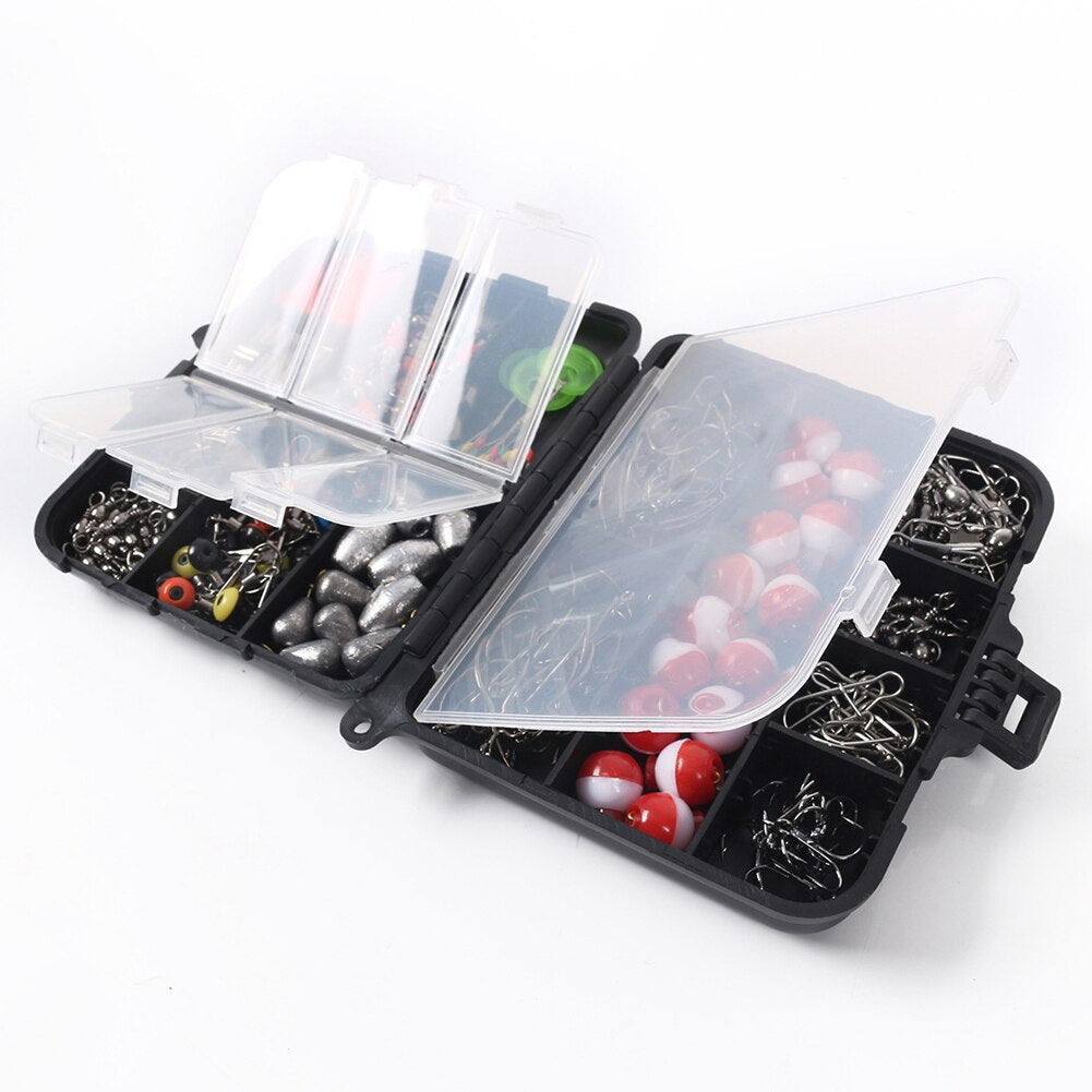 Treble Hook Jigs Swivels Fishing Kits Fishing Lure Lead Floating Tackle with Box for Outdoor Fishing Portable Accessories